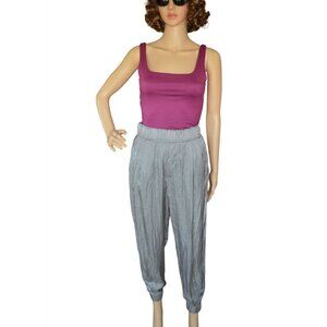 NWT Olivacious Olive Green Satin High Waist Joggers Womens Size Small Boho Summe